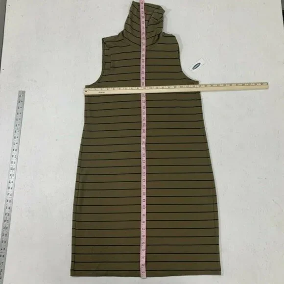 Old Navy Turtleneck Shift Dress Women Size M Stripe Sleeveless Knit Knee Length - Picture 6 of 10